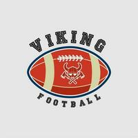 viking rugby logotyp, amerikan fotboll boll med viking yxa vektor ikon