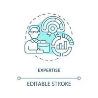 expertis turkos begrepp ikon. den industri fond. våga huvudstad finansiering fördel abstrakt aning tunn linje illustration. isolerat översikt teckning. redigerbar stroke vektor