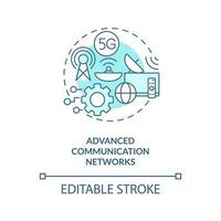 fortgeschritten Kommunikation Netzwerke Türkis Konzept Symbol. Regierungs es Finanzierung abstrakt Idee dünn Linie Illustration. isoliert Gliederung Zeichnung. editierbar Schlaganfall vektor