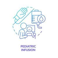 pediatrisk infusion blå lutning begrepp ikon. intravenös injektion. Hem hälsa vård för unge abstrakt aning tunn linje illustration. isolerat översikt teckning vektor