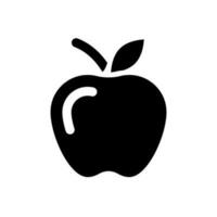 Apfel schwarz Glyphe ui Symbol. köstlich und Süss Frucht. frisch, saftig Produkt. Benutzer Schnittstelle Design. Silhouette Symbol auf Weiß Raum. solide Piktogramm zum Netz, Handy, Mobiltelefon. isoliert Vektor Illustration