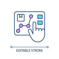 Software zum Geschäft Analytik rgb Farbe Symbol. Forschung Daten online. Digital Marketing Werkzeug. isoliert Vektor Illustration. einfach gefüllt Linie Zeichnung. editierbar Schlaganfall