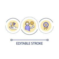 positiv Kunde Feedback Schleife Konzept Symbol. Erfolg Klient Erfahrung. Marke Loyalität Ruf abstrakt Idee dünn Linie Illustration. isoliert Gliederung Zeichnung. editierbar Schlaganfall vektor