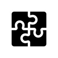 Puzzle schwarz Glyphe ui Symbol. Mannschaft Zusammenarbeit. Zusammenarbeit. Idee und Lösung. Benutzer Schnittstelle Design. Silhouette Symbol auf Weiß Raum. solide Piktogramm zum Netz, Handy, Mobiltelefon. isoliert Vektor Illustration