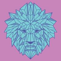 abstrakt låg polygon lejonhuvud med ljusblå och rosa färg vektorillustration vektor