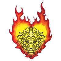 brennendes flammenförmiges niedriges Polygonlöwenkopfporträt