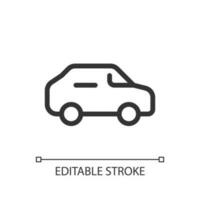 Automobil Pixel perfekt linear ui Symbol. Fahren Wagen. Passagier Fahrzeug. Transport Modus. gui, ux Design. Gliederung isoliert Benutzer Schnittstelle Element zum App und Netz. editierbar Schlaganfall vektor