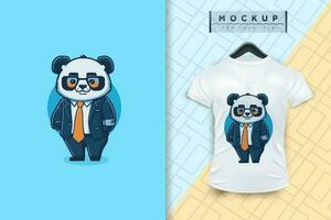 en panda bär en enhetlig tycka om ett kontor arbetstagare och en affärsman i platt tecknad serie karaktär design vektor