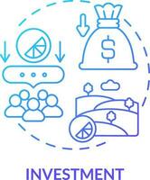 Investition Blau Gradient Konzept Symbol. Kauf Eigentum. breiter Landwirtschaft Geschäft Umgebung abstrakt Idee dünn Linie Illustration. isoliert Gliederung Zeichnung vektor