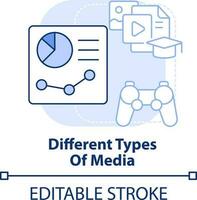 anders Typen von Medien Licht Blau Konzept Symbol. Mikrolernen Aspekt abstrakt Idee dünn Linie Illustration. Medien Formate. isoliert Gliederung Zeichnung. editierbar Schlaganfall vektor