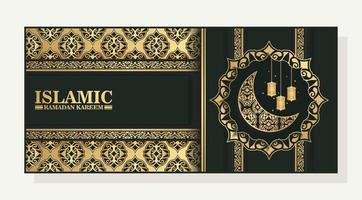 lyxigt islamiskt ramadan kareem gratulationskort vektor
