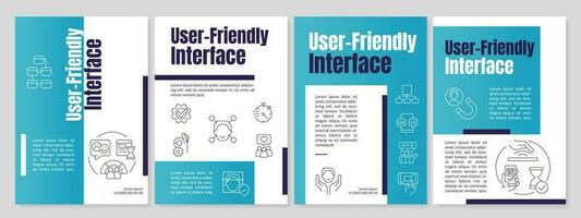 Benutzer freundlich Blau Schnittstelle Broschüre Vorlage. Webseite Entwicklung. Flugblatt Design mit linear Symbole. editierbar 4 Vektor Layouts zum Präsentation, jährlich Berichte