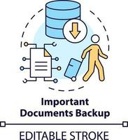 wichtig dokumentieren Backup Konzept Symbol. Kopieren Dateien. bereiten Vor ziehen um im Ausland abstrakt Idee dünn Linie Illustration. isoliert Gliederung Zeichnung. editierbar Schlaganfall vektor