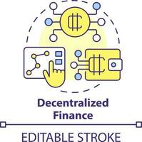 decentraliserad finansiera begrepp ikon. kryptovaluta. förstådd företag trend abstrakt aning tunn linje illustration. isolerat översikt teckning. redigerbar stroke vektor