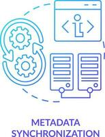 metadata synkronisering blå lutning begrepp ikon. katalog service abstrakt aning tunn linje illustration. synkronisering data element. isolerat översikt teckning vektor