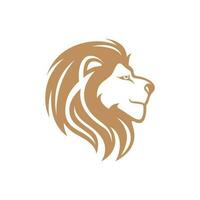 Löwe Kopf mit Gold Farbe Logo Design. Tier Vektor Symbol Illustration, isoliert auf Weiß Hintergrund