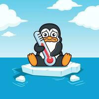 pingviner flyta på de hav de effekter av global uppvärmningen vektor