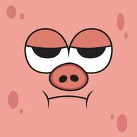 enttäuscht Schwein Ausdruck Karikatur. Tier Vektor Symbol Illustration, isoliert auf Rosa Hintergrund