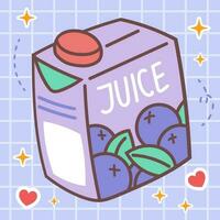 söt mat av blåbär juice låda dryck. vektor hand dragen söt tecknad serie karaktär illustration logotyp ikon. söt japan anime, manga stil begrepp design