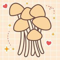 süß Karikatur Weiß Pilz heiß Topf kawaii Essen mit Japan Stil Anime Manga Illustration vektor