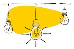 illustration av ett aning glödlampa ansluten till ett elektrisk kabel, kreativ aning begrepp av förenkla komplex företag bearbeta problem vektor