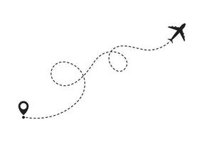 flygplan linje väg vektor ikon av luft plan flyg rutt med Start punkt och rusa linje spår
