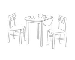 hölzern Restaurant Stühle mit Tabelle einstellen im modern Innere mit Weiß Hintergrund vektor