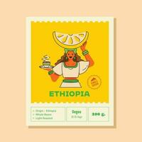 Äthiopien Limette Geschmack Kaffee Etikette Design vektor