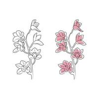 Rosa Orchidee. tropisch Blume. Linie Kunst. Hand gezeichnet Vektor Illustration.