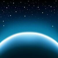 Plats med stjärnor och blå planet horisont bakgrund, vektor illustration