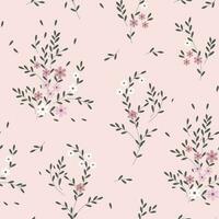 nahtlos Muster, klein Blumen und verstreut Blätter. Blumen- rustikal Hintergrund, drucken, Textil, Hintergrund, Vektor