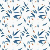 vektor bakgrund sömlös mönster av indigo blå löv och orange blommor på vit bakgrund.idé för en bok omslag design.gåva omslag papper eller papper för produkt design.vector illustration.