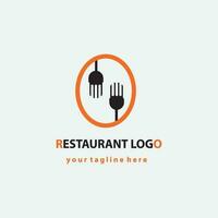modern restaurang logotyp med gaffel sked. vektor