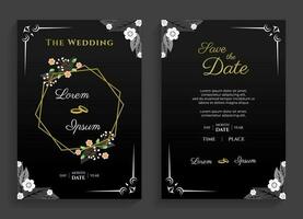 bröllop inbjudan design med blommig lyx tema vektor