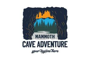 Jahrgang retro amerikanisch Mammut Höhle National Park zum draussen Abenteuer t Hemd Logo Illustration vektor