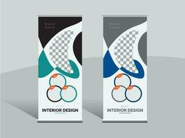 interiör design rulla upp baner mall, stå design, visa stå design. vektor