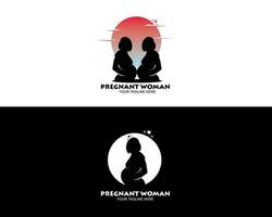 gravid kvinna silhuett logotyp samling uppsättning vektor