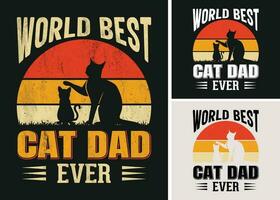 värld bäst katt pappa någonsin retro årgång t-shirt design, fars dag t-shirt vektor