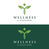 Wellness natürlich abstrakt Logo Vorlage Design mit einzigartig natürlich Person und Blatt Konzept mit kreativ idea.logo zum Geschäft, Gesundheit, Meditation, Entspannung. vektor