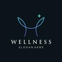 Wellness natürlich abstrakt Logo Vorlage Design mit einzigartig natürlich Person und Blatt Konzept mit kreativ idea.logo zum Geschäft, Gesundheit, Meditation, Entspannung. vektor