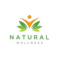 Wellness natürlich abstrakt Logo Vorlage Design mit einzigartig natürlich Person und Blatt Konzept mit kreativ idea.logo zum Geschäft, Gesundheit, Meditation, Entspannung. vektor