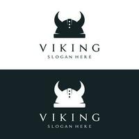 viking krigare hjälm logotyp design med enkel behornad hjälm. vektor