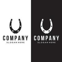 retro hästsko logotyp mall för ranch, cowboy, märke. som är isolerat på de bakgrund. vektor