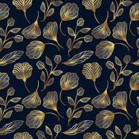 Luxus Blau und Gold Blume Muster. Hand gezeichnet nahtlos Blumen- Muster zum Mode, Hintergrund, Verpackung Papier, Hintergrund, Stoff, Textil, Kleidung, und Karte Design vektor