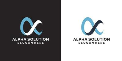 minimalistisch Alpha Lösung Logo Design vektor