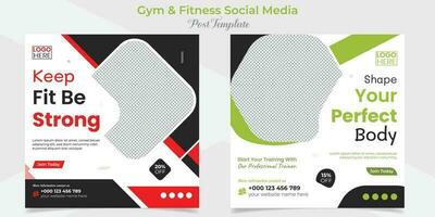 Fitness Ausbildung und Fitnessstudio trainieren Platz Flyer Post Banner und Sozial Medien Post Vorlage Design Paket vektor