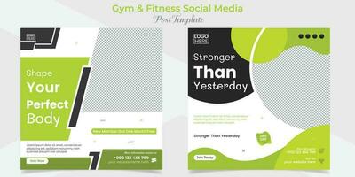 Fitnessstudio trainieren Platz Flyer Post Banner und Sozial Medien Post Vorlage Design Paket vektor