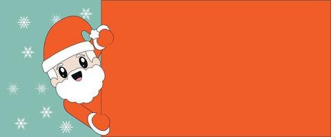 Santa Claus Kawaii hält ein rotes Banner vektor