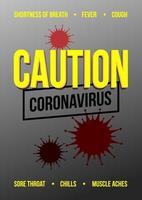 coronavirus bakgrund banner mall grå broschyr om farliga virus symptom uppmärksamhet affisch vektor