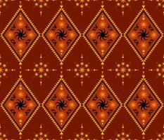 emblem etnisk folk geometrisk sömlös mönster i orange och röd vektor